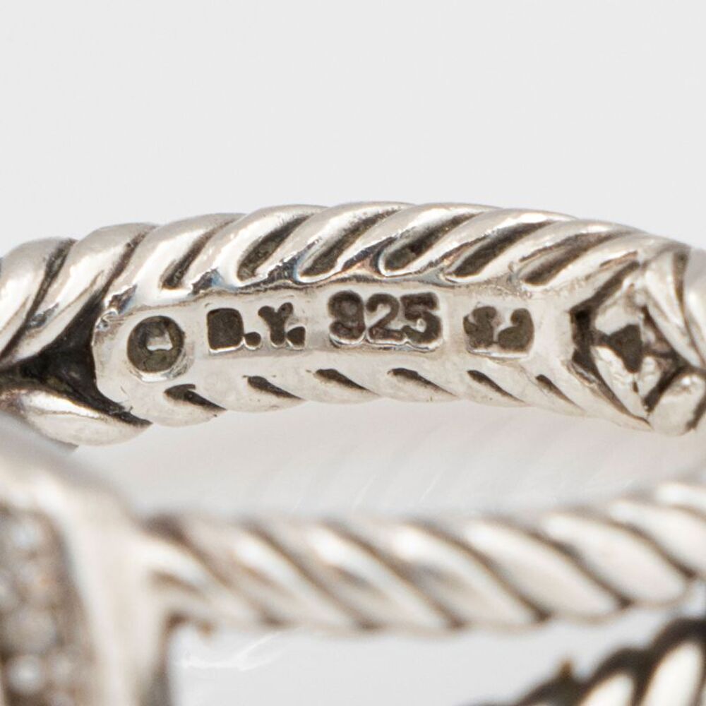 David Yurman Sterling Silver Diamond Topaz 7mm Petite Albion Ring - Size 7 - Picture 4 of 4